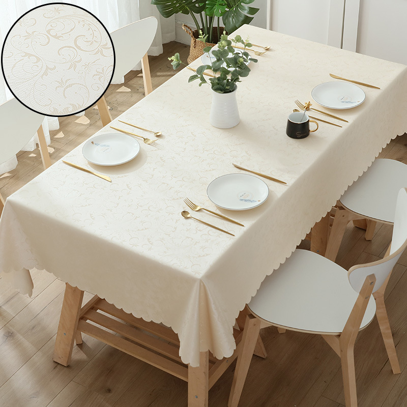 Picture of European-style Waterproof Tablecloth Table and Chair Oil-proof Hotel Restaurant Household Rectangular Jacquard PU Anti-scald Wash-free