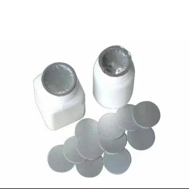 Picture of In stock bottle cap aluminum foil sealing film with tail easy to tear PET aluminum foil gasket middle hole waterproof breathable gasket