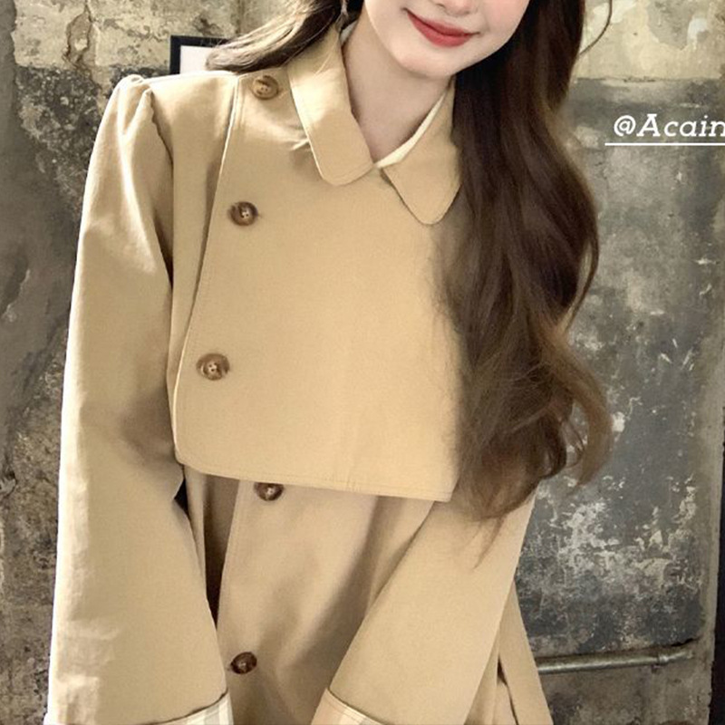 Khaki Windbreaker Jacket Women's 2025 Autumn New Korean Style Design Small Loose Slim Coat Trendy