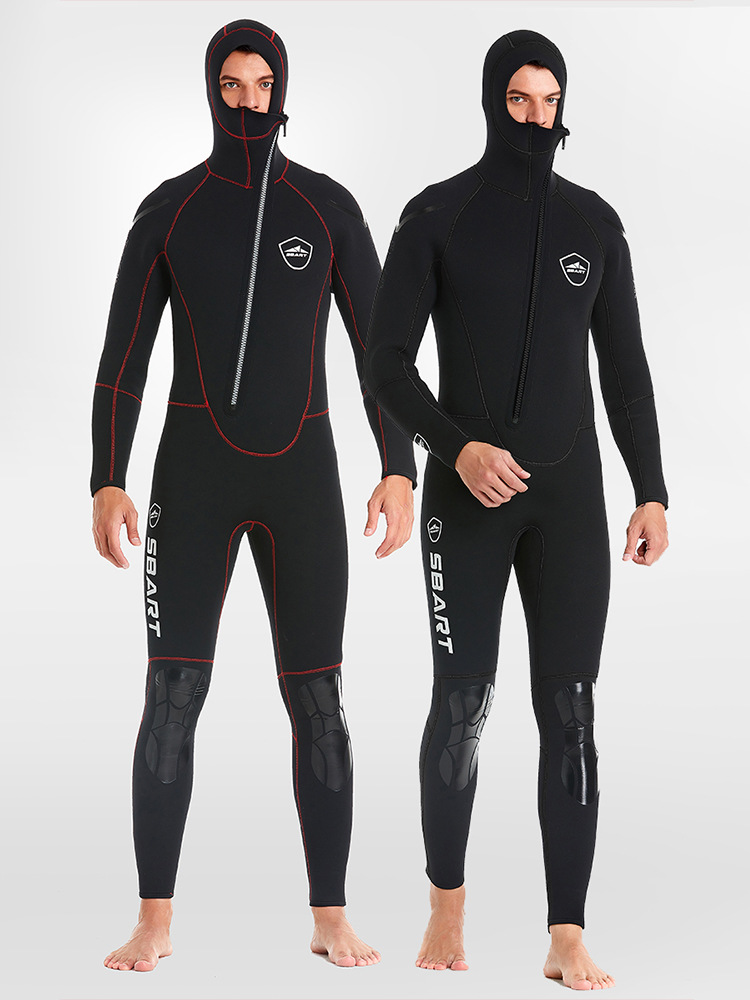 Picture of Shabbat New 5MM Diving Suit Men's Thickened Warm Hooded Fish Hunting Suit Winter Swimming Swimming Equipment Surfing Wet Suit