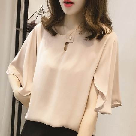 Picture of 2024 Spring and Summer Plus Size Women's Clothing 100kg Fat mm Loose Slim Short Sleeve T-Shirt Top Women's Chiffon Shirt