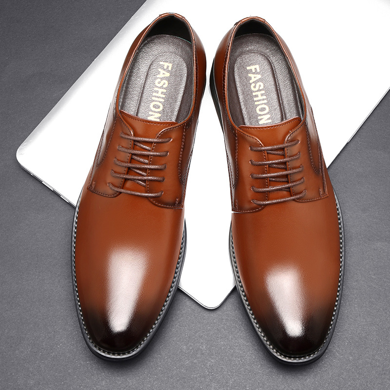 Picture of Leather Shoes Men's 2022 New Business Dress Casual Shoes Breathable Men's British Korean Pointed Groom Wedding Men's Shoes