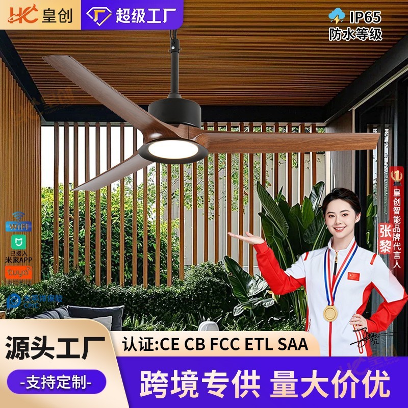 Cross-border exclusive outdoor waterproof ceiling fan lights, courtyard terrace electric fan lights, balcony industrial living room dining room fan lights