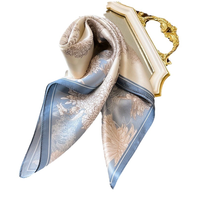 New elegant peony silk scarf for women spring and summer fashionable all-match elegant silk scarf 100% mulberry silk 53 square scarf