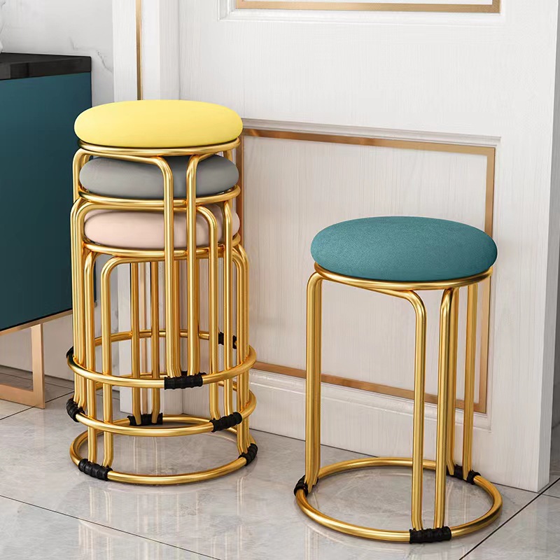 Round Stool Household Modern Simple Dining Table High Bench Plastic Stackable Chair Light Luxury Dining Chair Can Be Wholesale