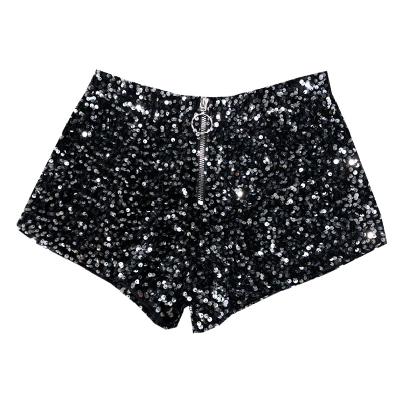2022 New Spring Sequin Zipper Shorts Slim-fit Slimming Suede Embroidered Beaded Casual Pants Hot Pants for Women