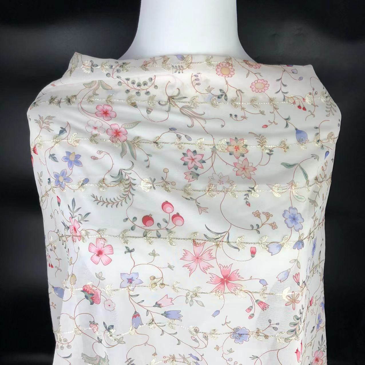 Xiaojun Textile Floral Pattern Computer Embroidery Printed Fabric Chinese Print Children's Clothing Fabric Dress Han Dynasty