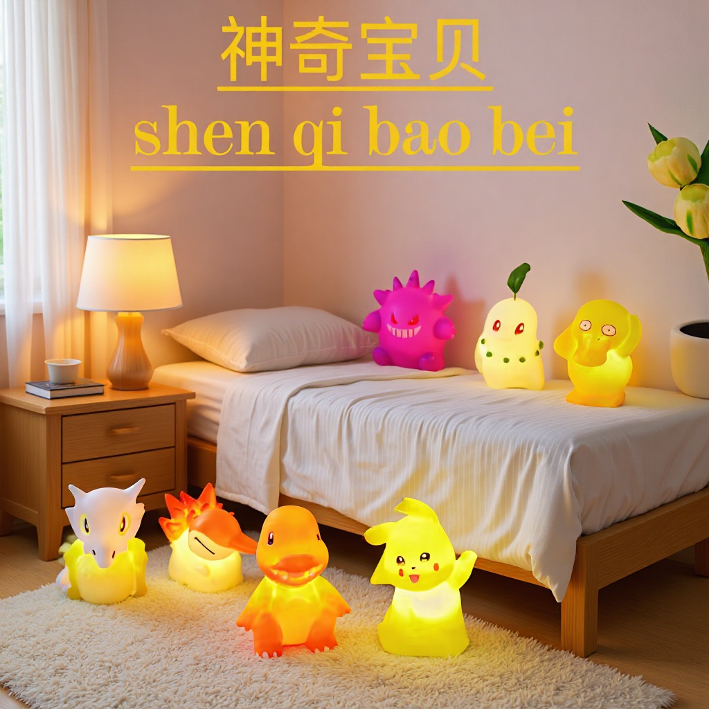 Creative Gift Pikachu Night Light Mini Cartoon Bedroom Lamp Bedside Atmosphere Ornament Decoration Children's Day Gift