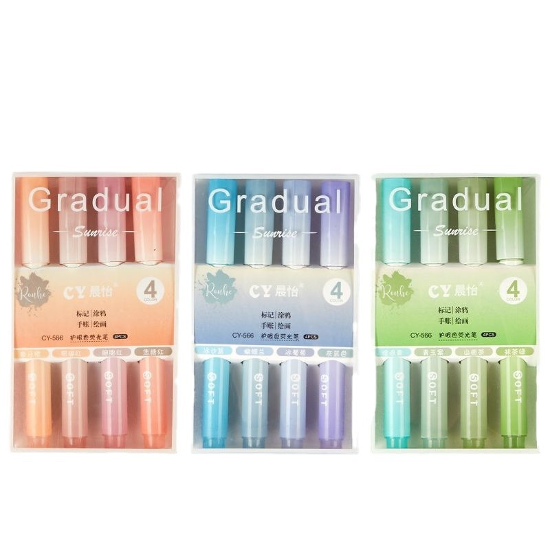 Gradient Highlighter High Color Value Color Stroke Key Student Meeting Marking Pen Eye Protection Color Large Capacity Highlighter