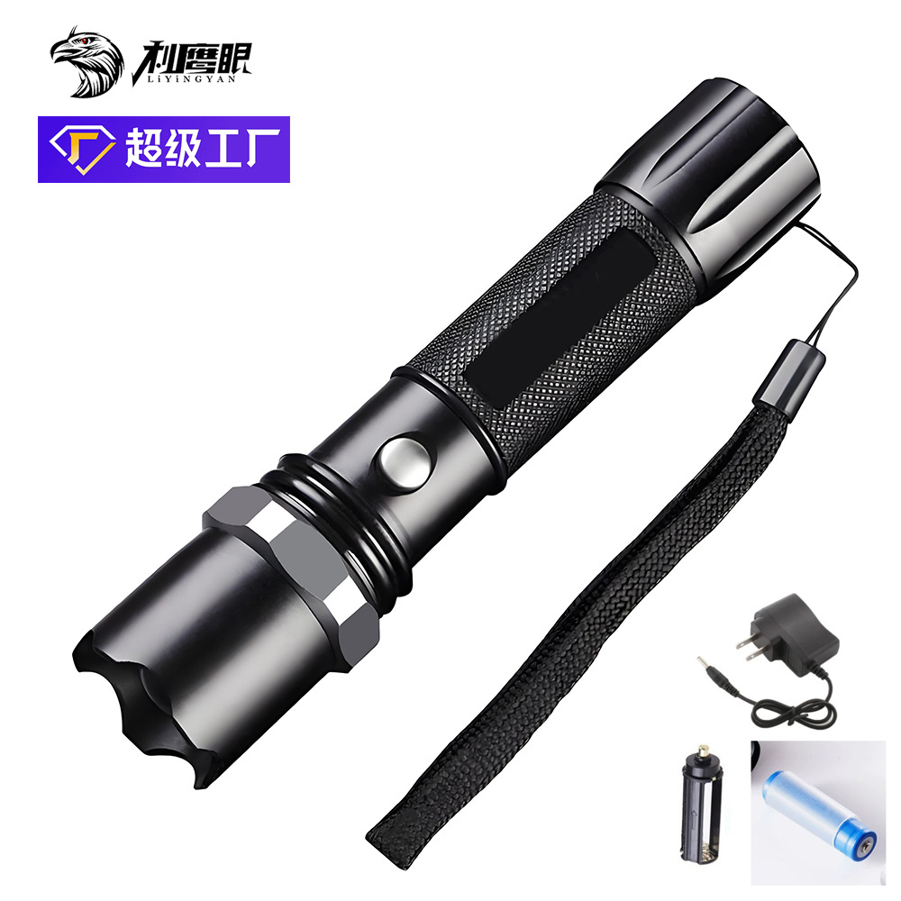 Cross-border aluminum alloy charging flashlight rotating focusing LED outdoor camping home flashlight wholesale