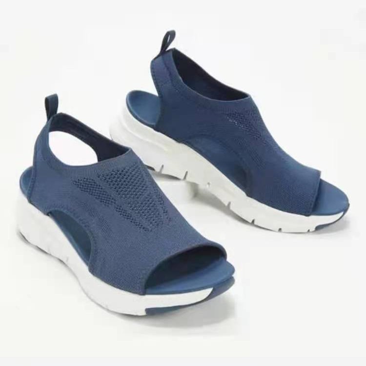 Picture of Cross-Border Sandals for Women European and American Autumn and Summer Foreign Trade New Mesh Thick-Soled Slip-On Fish Mouth Fly-Knit Casual Sports Large Size Shoes