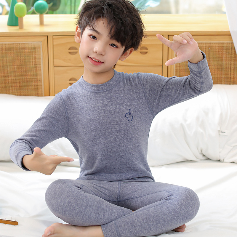 Picture of Silk wool children's autumn clothes long pants baby boys' bottoming girls' close-fitting pajamas children's thermal underwear suit