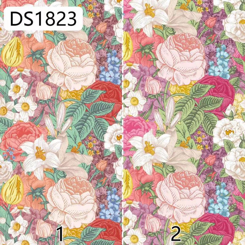 National style flowers blooming rich imitation embroidery 40 cotton digital printed fabric cotton children's clothing cloth bag printed fabric