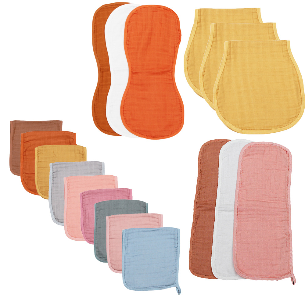 Bamboo fiber cotton six-layer dyed plain color burp towel burp cloth baby saliva towel Amazon popular baby supplies