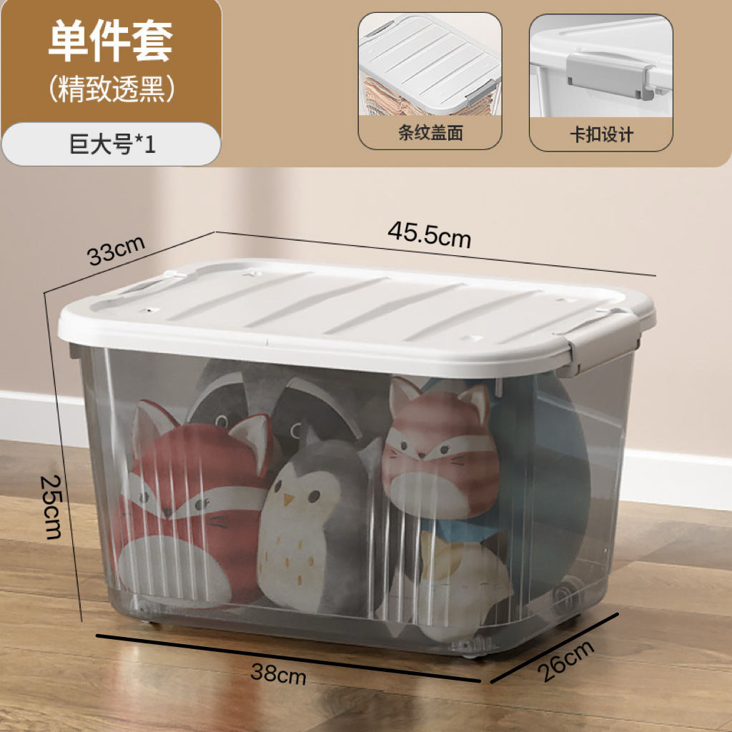Picture of Transparent Storage Box Plastic Box with Lid Satchel Storage Box Large and Small Clothing Storage Box Organizer Box with Lid