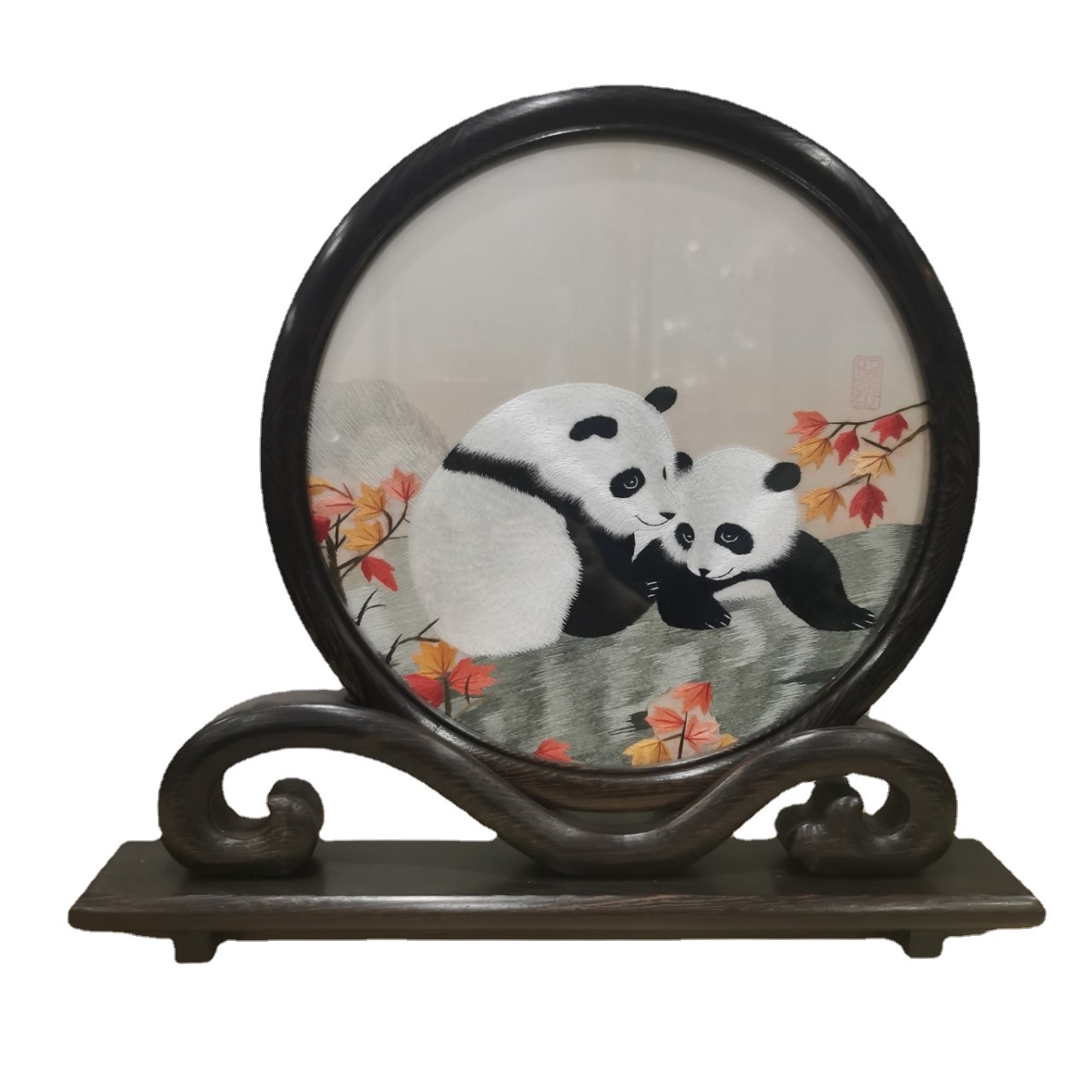Shu Embroidery Ruyi Frame Double-sided Embroidery Panda Batch Booking Special Gift Chinese Style Souvenir