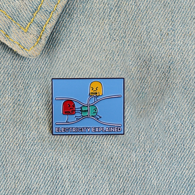 Picture of Image card electrification explanation brooch metal badge science student accessories gift
