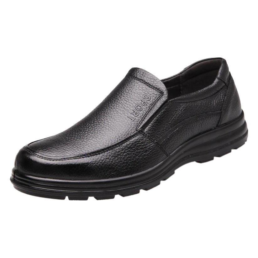 2025 Spring Leather Shoes Men's Genuine Leather Men's Shoes Lace-up Business Casual Middle-aged and Elderly Dad Shoes Summer Hollow Sandals