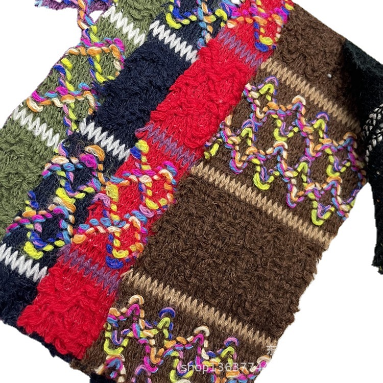 Spot supply of new knitted cashmere embroidery rainbow yarn-dyed horizontal 330 cashmere casual yarn-dyed color strips