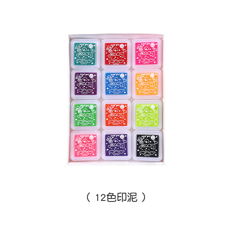 Picture of Children's finger painting color inkpad printing table 3x3cm24 color DIY finger painting pigment inkpad printing table suit