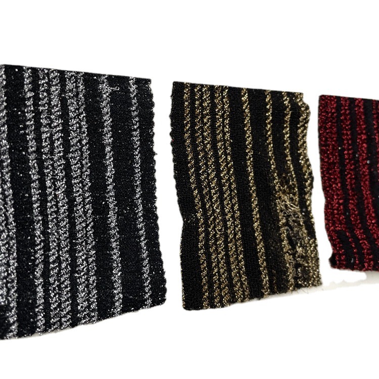 Knitted high elastic gold and silver thread bright silk cloth 190g irregular vertical bar gold and silver thread bamboo/meteor shower gold and silver thread