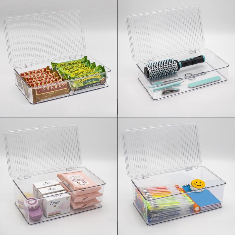 Storage box with lid storage box transparent acrylic kitchen cosmetics sundries station snacks toys clothes books