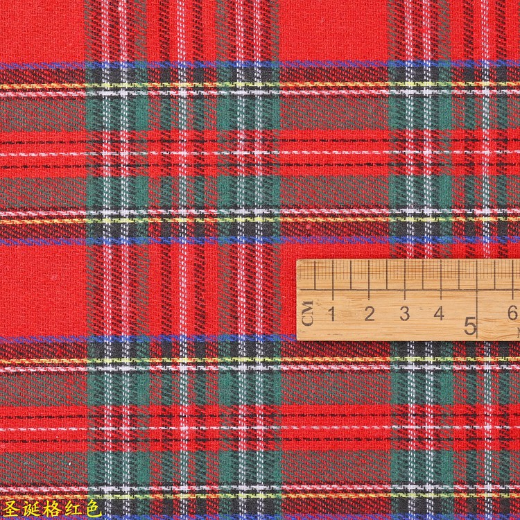 Classic red Christmas lattice holiday atmosphere TR yarn-dyed fabric plaid fabric Christmas holiday decoration toy plaid