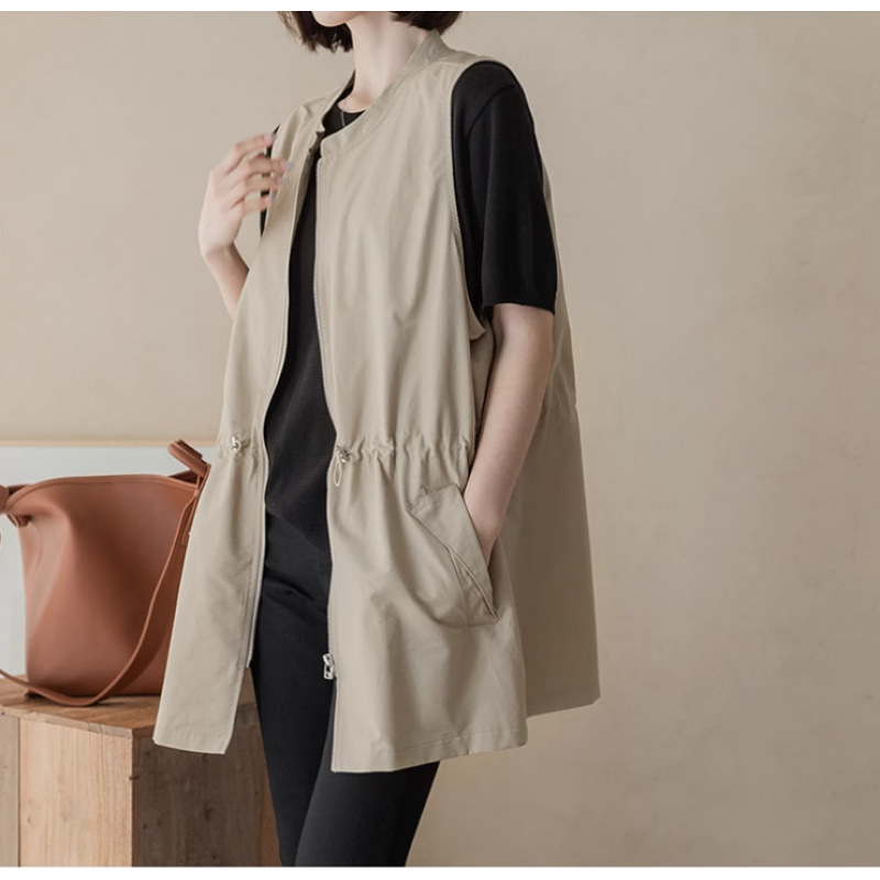 Picture of Spot spring and summer new Korean casual drawstring simple literary and artistic mid-length vest jacket women's layered top