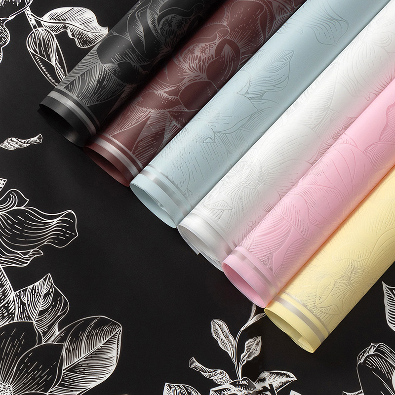 Amazon Magnolia jelly film waterproof flower wrapping paper floral bouquet packaging material paper floral shop floral wholesale