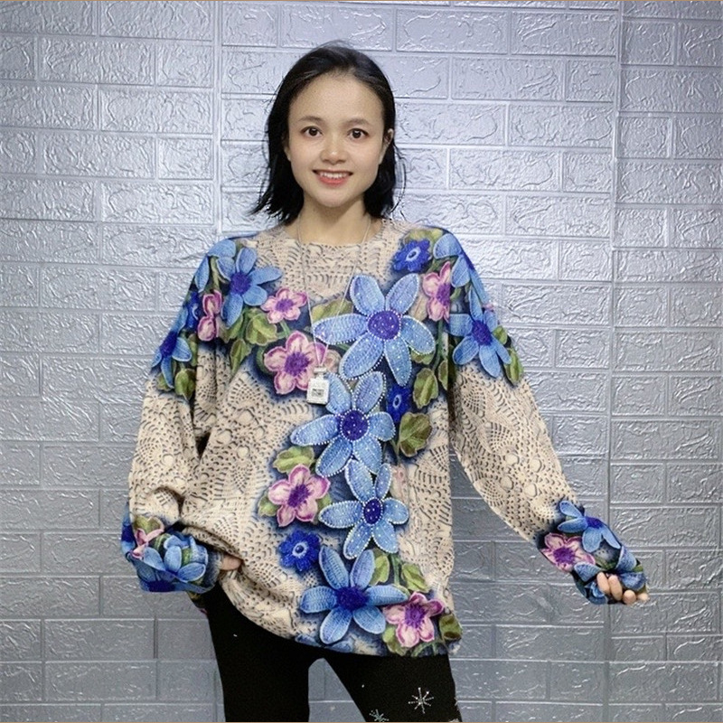 chubby girl Plus Size Knitted Sweater Women's Loose Simple Fashion Pullover Knitted Mink Shirt Printed Korean Style Belly Covering