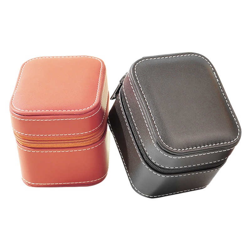 Black Pu Leather Watch Case Flip Watch Jewelry Storage Box Convenient Business Watch Packaging Box Jewelry Watch Box