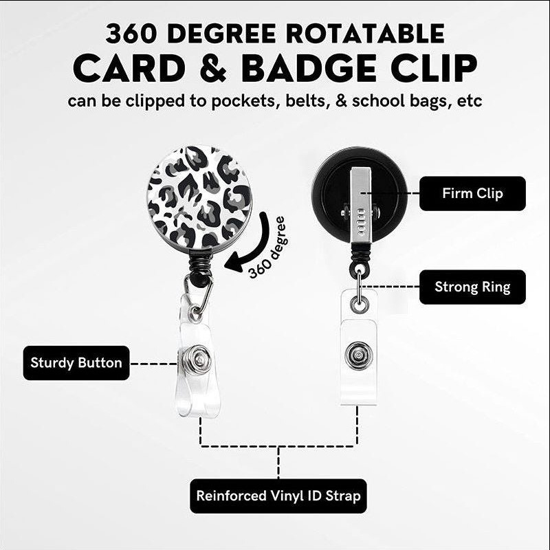 Picture of Retractable easy-pull buckle Badge clip small floral pattern ID card holder ID lanyard easy-pull telescopic buckle