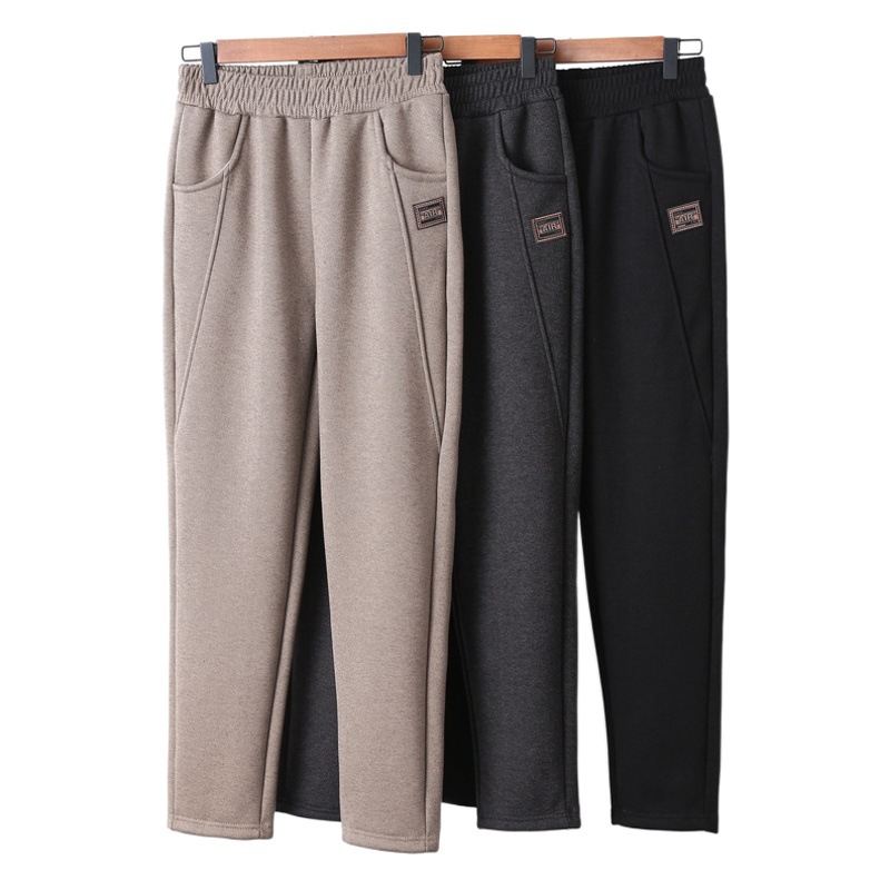 Spring and Autumn New Woolen Thickened Middle-aged and Elderly Mother Pants Women's Harlan Tapered Trousers High Waist Torre Casual Pants