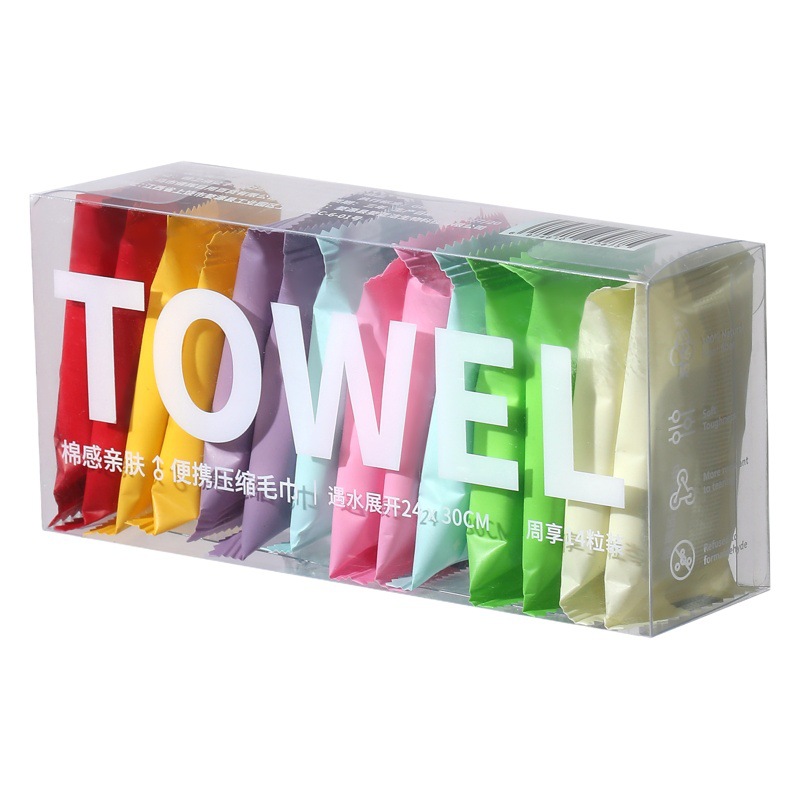Portable Compressed Towel Pure Cotton Disposable Towel Individually Packaged Thickeneded Travel Size Towel Small Square Towel