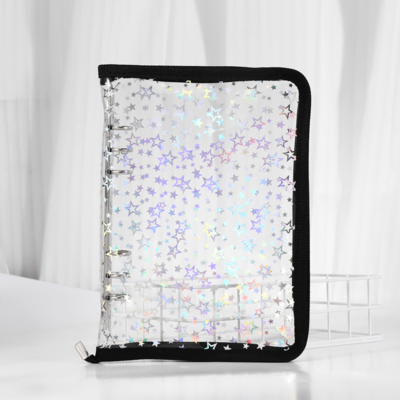 Picture of Spot Cute Popular Storage Bag Six-Hole Loose-Leaf Book Ins Style Star Chasing A5A6 Transparent Zipper Notebook Shell