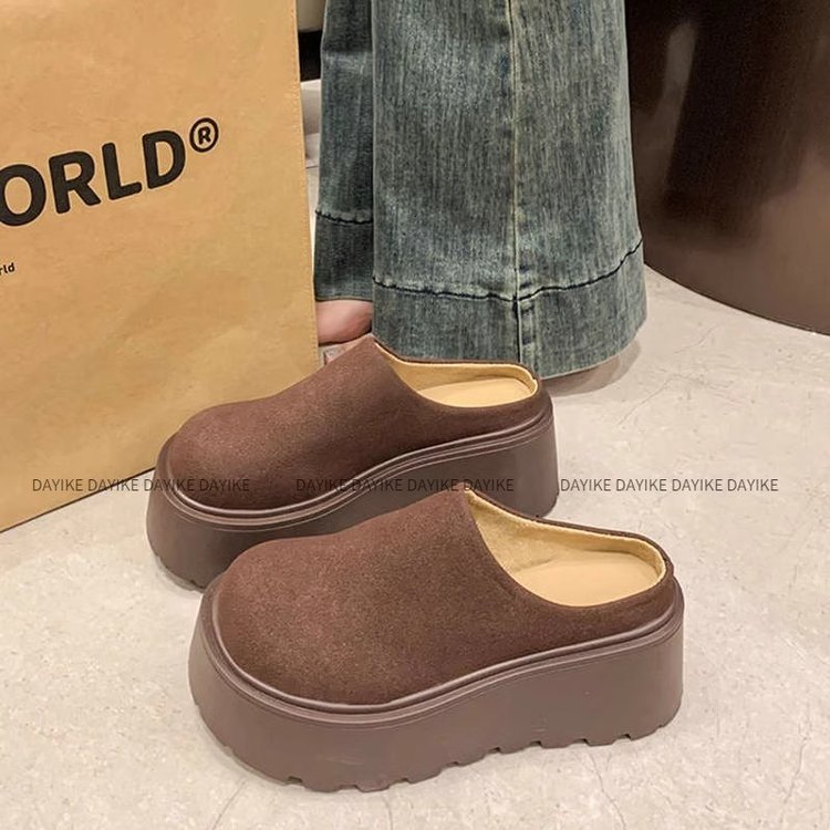 Small Height-raising Baotou Slippers Women's Outer Wear Spring 2025 New Internet Popular Ins Lazy Slip-on Casual Shoes
