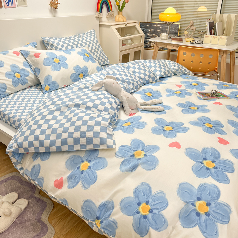 Picture of Nantong bed four-piece cotton sheet Nordic style 100 cotton four-piece set three-piece set Wholesale
