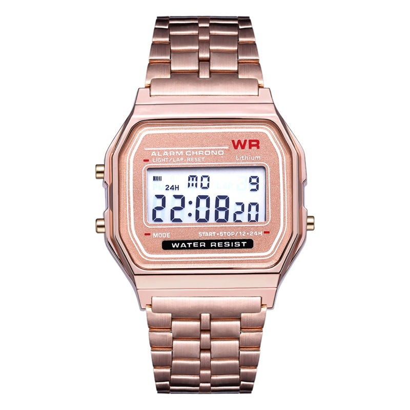 Picture of 2023 steel belt led electronic watch ultra-thin gold and silver Cold Light watch F91W steel belt Harajuku style fashion multi-function table