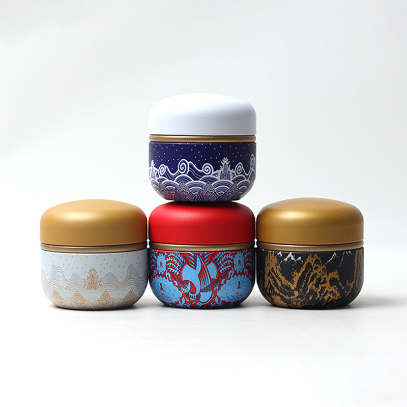 Picture of Tinplate mini portable Chinese style black tea green tea white tea sealed metal round tea iron box packaging
