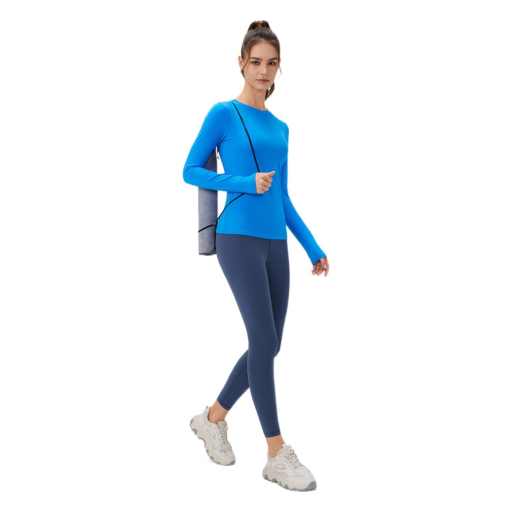 Autumn and Winter Yoga workout clothes women's tight slimming sports long sleeve nude high elastic running yoga long sleeve T-shirt 32543