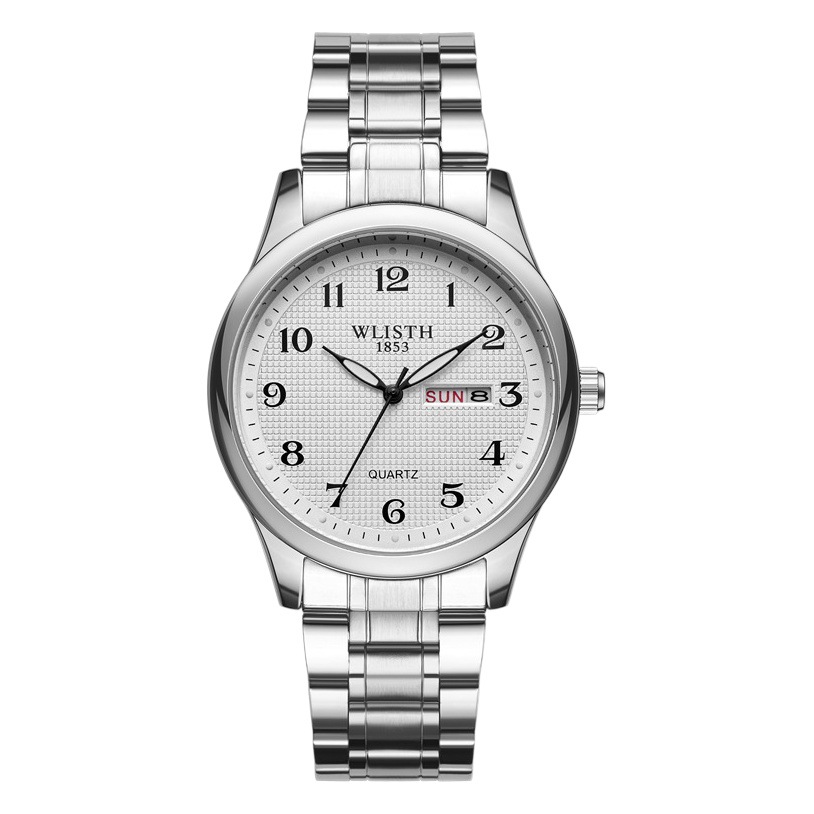 Business casual men's watch waterproof luminous men's watch simple steel band Double calendar Foreign Trade Watch cross-border generation