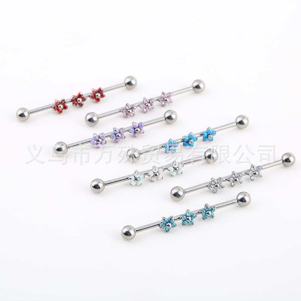 G23 titanium internal thread long ear nail ear nail European and American puncture perforated jewelry wholesale bone nail fashion ear accessories