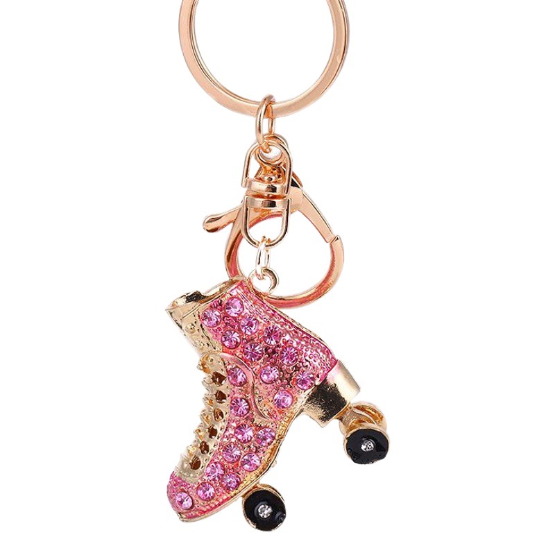Factory production creative gift rhinestone skates car keychain cute high heels bag pendant key chain