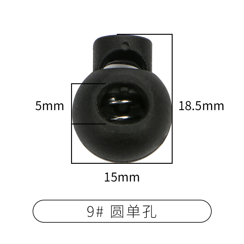 Picture of Manufacturer Plastic Adjustable Elastic Belt Spring Buckle with Rope Pig Nose Buckle Single and Double Holes Round Black Transparent Drawstring Buckle