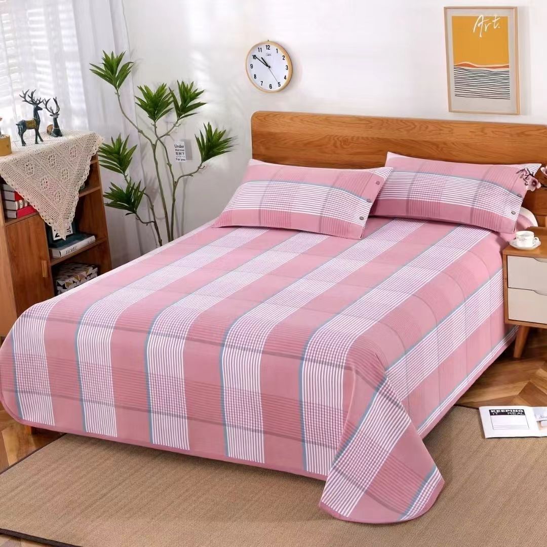 Picture of Summer Pure Cotton Coarse Cloth Cooling Mat Bed Sheet Three-Piece Set Kang Sheet Coarse Cloth Single Piece Linen Quilt Kang Sheet Houndstooth Pattern