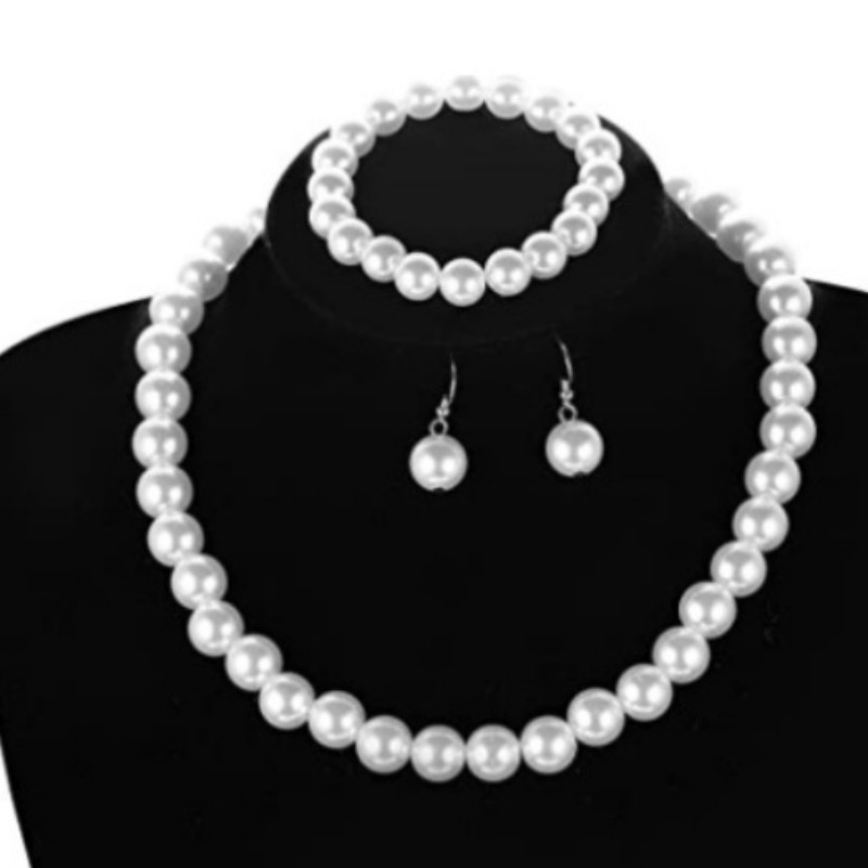 Picture of Cross-border jewelry new bridal sweater chain necklace set diamond artificial pearl necklace earring bracelet set