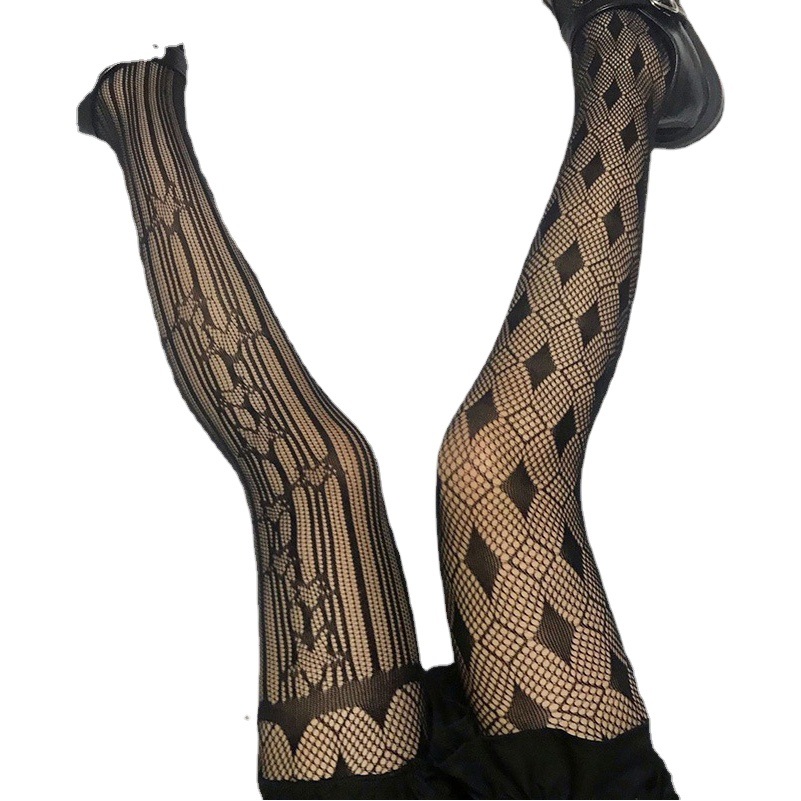 New Asymmetric Fishnet Socks Cross-border Hot Selling Long Lace Stockings Base Pantyhose Lolita Trendy