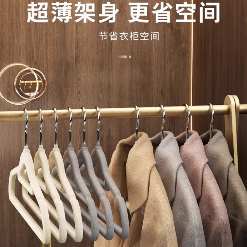 Picture of Flocking Hanger Anti-slip Hanger Drying Hanger Semi-round Hanger Household Hanger Drying Hanger Clothes Hanger Seamless Hanger