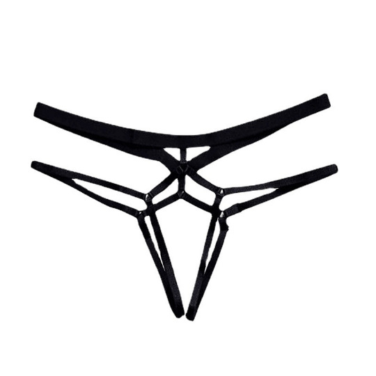 Picture of Cross-border sales of European and American foreign trade open underwear ladies transparent beautiful hip lace-up T-pants multi-size MM sexy