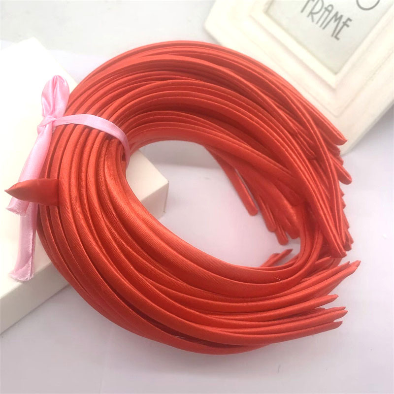 Picture of 10mm Candy-Colored Cloth-Wrapped Thickeneded Headband DIY Hairband Material Hair Accessories 1cm Satin Set Cloth Headband